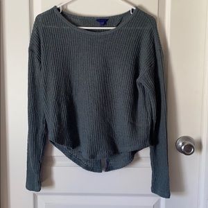 Open Back Aqua Blue Knit Sweater